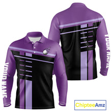 Load image into Gallery viewer, Personalized Black and Purple Men golf polo shirts, Custom Golf Shirts For Team men golfers NQS10160