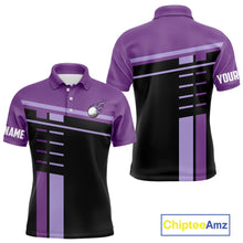 Load image into Gallery viewer, Personalized Black and Purple Men golf polo shirts, Custom Golf Shirts For Team men golfers NQS10160