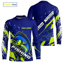 Load image into Gallery viewer, Mahi Mahi fishing sun protection shirts custom name blue and green fishing jerseys for team offshore NQS10331