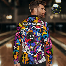 Load image into Gallery viewer, Colorful graffiti pattern Funny Bowling polo, quarter zip shirts for men custom Bowling team jerseys NQS10389