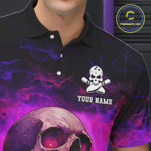 Load image into Gallery viewer, Custom Pink Flame Skull Halloween Bowling Shirts For Men, Personalized Team Bowling Jersey outfit NQS10401