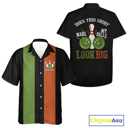 Green & Orange Retro Black Bowling Hawaiian Shirt custom Does this shirt make my balls look big NQS10622
