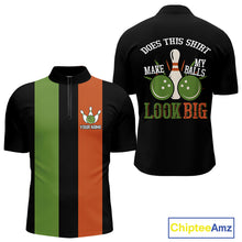 Load image into Gallery viewer, Green &amp; Orange Retro Black Bowling shirts for men custom Does this shirt make my balls look big NQS10622