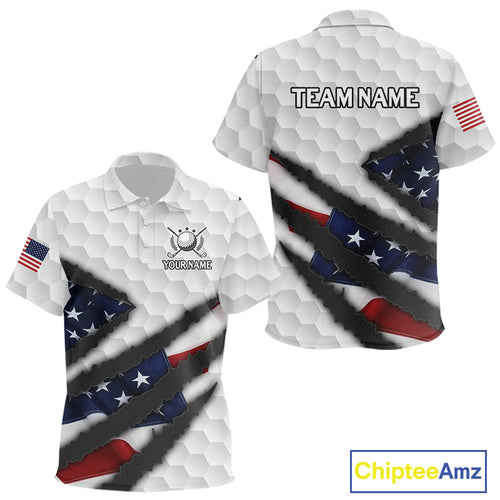 Personalized American Flag Golf polo shirt For Kid Custom Patriotic Golf Gifts NQS10428