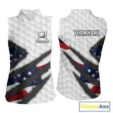 Load image into Gallery viewer, Personalized American Flag Golf Sleeveless polo shirt For Women Custom Patriotic Golf Gifts NQS10428