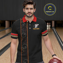 Load image into Gallery viewer, Custom Retro Black Mens Bowling Polo, Quarter Zip shirts, Personalized vintage bowling team jerseys NQS10548