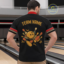 Load image into Gallery viewer, Custom Retro Black Mens Bowling Polo, Quarter Zip shirts, Personalized vintage bowling team jerseys NQS10548