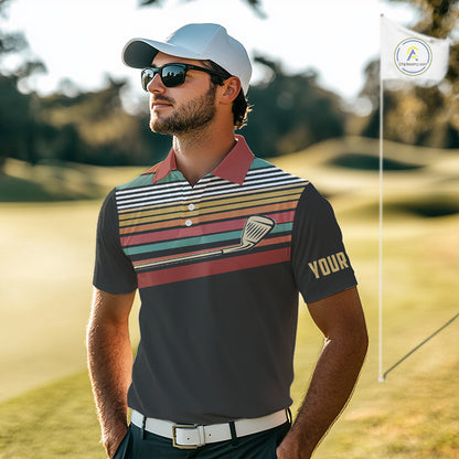 Retro Mens golf polo shirt Custom Vintage Team Golf attire for men, Gift For Golfers NQS10568