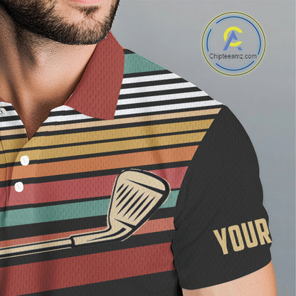 Retro Mens golf polo shirt Custom Vintage Team Golf attire for men, Gift For Golfers NQS10568