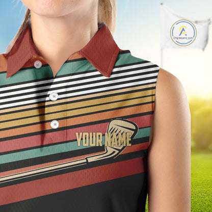 Retro Women Sleeveless polo shirt Custom Vintage Team Golf attire for ladies, Gift For Golfers NQS10568