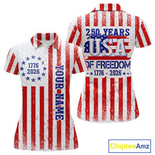 Load image into Gallery viewer, Custom 250 years of freedom American Flag Womens Golf Polo shirts, patriotic team golf jerseys NQS11598