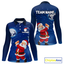 Load image into Gallery viewer, Funny Santa Christmas Golf polo shirts for Women Custom Blue team golf jerseys, Christmas golf gifts NQS10828