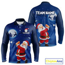 Load image into Gallery viewer, Funny Santa Christmas Golf polo shirts for men Custom Blue team golf jerseys, Christmas golf gifts NQS10828