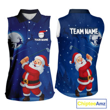 Load image into Gallery viewer, Funny Santa Christmas Golf Sleeveless polo shirt Custom Blue team golf jerseys, Christmas golf gifts NQS10828
