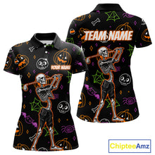 Load image into Gallery viewer, Personalized Funny Halloween Pattern Skull Golf Polo Shirts For Women, Halloween Ladies Golf Gifts NQS10836