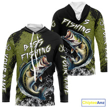 Load image into Gallery viewer, Black and Green Largemouth Bass Fishing Jerseys Custom Bass performance fishing apparel NQS11068