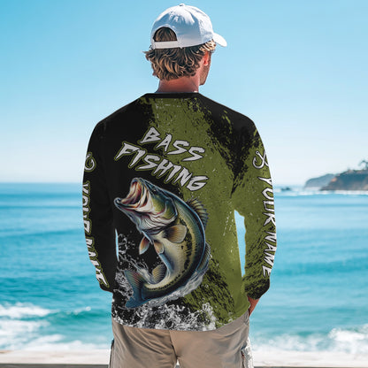 Black and Green Largemouth Bass Fishing Jerseys Custom Bass performance fishing apparel NQS11068