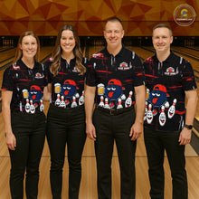 Load image into Gallery viewer, Custom Black And Red Funny Beer Bowling Women Polo, Quarter Zip Shirts, funny bowling shirts NQS11490