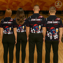 Load image into Gallery viewer, Custom Black And Red Funny Beer Bowling Women Polo, Quarter Zip Shirts, funny bowling shirts NQS11490