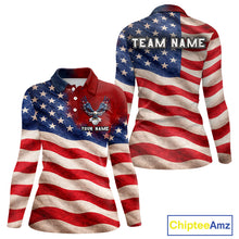 Load image into Gallery viewer, Custom American Flag Eagle Golf Polo Shirts For Women, patriotic Golf attire for ladies NQS11712