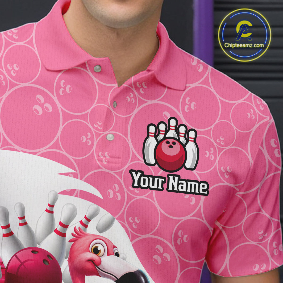 Funny Pink Flamingo Bowling Shirts for Men Custom Flamingo Team bowling jerseys, gift for bowlers NQS11715
