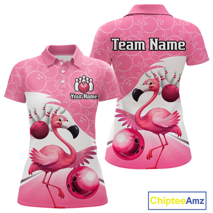 Funny Pink Flamingo Bowling Shirts for Women Custom Flamingo Team bowling jerseys, gift for bowlers NQS11715