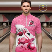 Load image into Gallery viewer, Funny Pink Flamingo Bowling Shirts for Men Custom Flamingo Team bowling jerseys, gift for bowlers NQS11715
