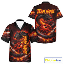 Load image into Gallery viewer, Custom Red Dragon Bowling Hawaiian Shirt, Team Bowling League jerseys NQS11588