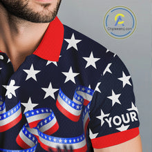 Load image into Gallery viewer, Custom 250 years of freedom Eagle American Flag Mens Golf Polo shirts, patriotic team golf outfit NQS11597