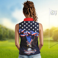 Load image into Gallery viewer, Custom 250 years of freedom Eagle American Flag Sleeveless Polo shirt, patriotic team golf outfit NQS11597