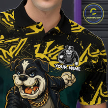 Load image into Gallery viewer, Black and Yellow Camo Funny Bulldog Bowling Shirts For Men Custom Cool Bowling Outfits Team Jerseys NQS11215
