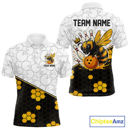 Black and White Camo Bowling Yellow Honey Bee Bowling shirts for Men Custom Team bowling jersey NQS11249