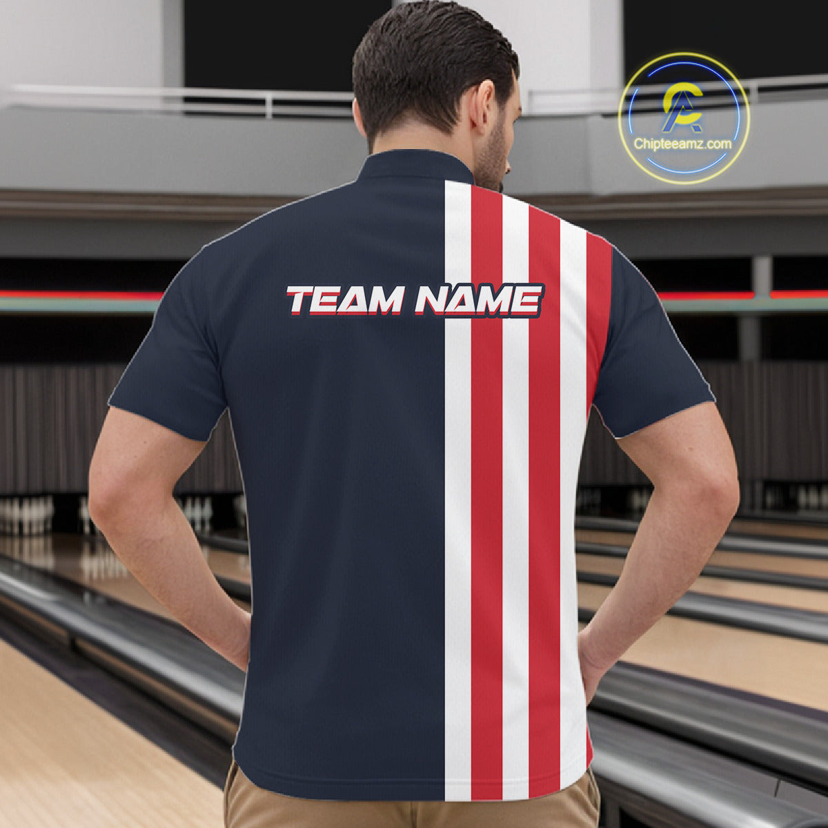 Retro Bowling Shirts For Men custom Red, White and Blue patriotic bowling outfits team jerseys NQS11446