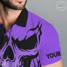 Load image into Gallery viewer, Custom Skull Golf Polo Shirts For Men Halloween Golf Outfits, personalized golf gifts | Purple NQS10661