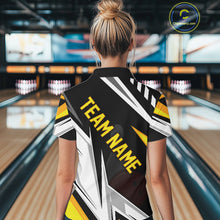 Load image into Gallery viewer, Black, White and Gold Women's bowling Polo, Quarter Zip shirts Custom Team bowling league jerseys NQS11264