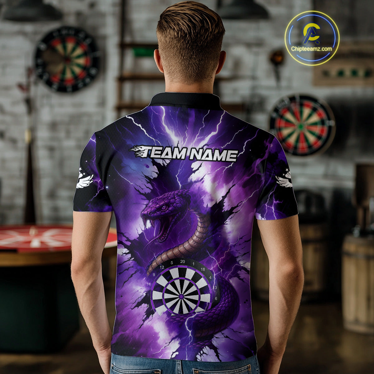Purple Thunder Lightning Custom Cobra Snake Men Dart Shirts Best Dart Jerseys Dart Team Shirts NQS10693