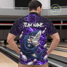 Load image into Gallery viewer, Purple Lightning Thunder Angry Shark Bowling shirts For Men Custom Shark Bowling Team Jerseys NQS11757