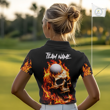 Load image into Gallery viewer, Flame Skull Golf Polo shirts for Women custom Skull Fire team golf shirts, golf gifts for ladies NQS11576