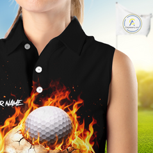 Load image into Gallery viewer, Flame Skull Sleeveless Golf Polo shirt custom Skull Fire team golf shirts, golf gifts for ladies NQS11576