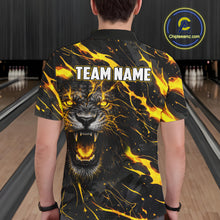 Load image into Gallery viewer, Custom Black and Gold Lightning Thunder Lion Bowling Shirts for Men, Lion Team Bowling League Jerseys NQS11600