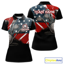 Load image into Gallery viewer, Personalized American Flag Golf Polo Shirts For Women, Patriotic Golf Gifts NQS10830