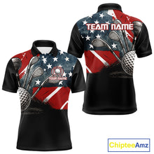 Load image into Gallery viewer, Personalized American Flag Golf Polo Shirts For Men, Patriotic Golf Gifts NQS10830