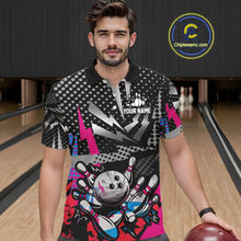 Load image into Gallery viewer, Colorful Lightning pattern Bowling Polo, Quarter Zip Shirts For Men Custom Team Bowling Jerseys NQS11202