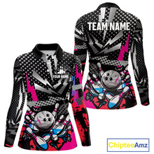 Load image into Gallery viewer, Colorful Lightning pattern Bowling Polo, Quarter Zip Shirts For Women Custom Team Bowling Jerseys NQS11202