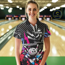 Load image into Gallery viewer, Colorful Lightning pattern Bowling Polo, Quarter Zip Shirts For Women Custom Team Bowling Jerseys NQS11202