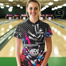 Load image into Gallery viewer, Colorful Lightning pattern Bowling Polo, Quarter Zip Shirts For Women Custom Team Bowling Jerseys NQS11202