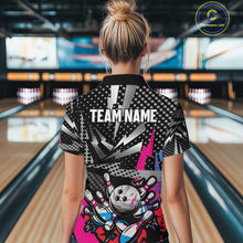 Load image into Gallery viewer, Colorful Lightning pattern Bowling Polo, Quarter Zip Shirts For Women Custom Team Bowling Jerseys NQS11202