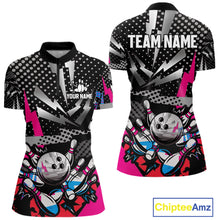 Load image into Gallery viewer, Colorful Lightning pattern Bowling Polo, Quarter Zip Shirts For Women Custom Team Bowling Jerseys NQS11202