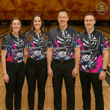 Load image into Gallery viewer, Colorful Lightning pattern Bowling Polo, Quarter Zip Shirts For Women Custom Team Bowling Jerseys NQS11202