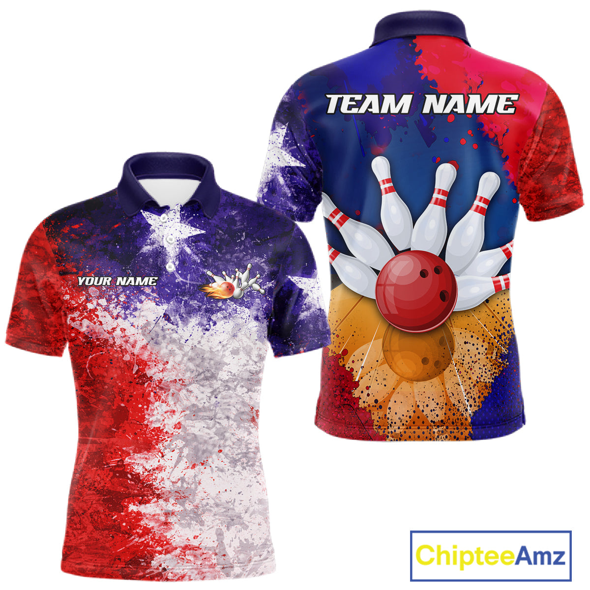 Custom Texas Flag Bowling Polo, 1/4 zip Shirts For Men, Patriotic Texas Bowling Team League Jerseys NQS11626